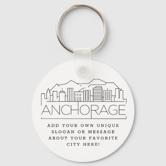 Porte-clés Ancrage, Alaska Stylisé Skyline | Slogan personnal (Recto)