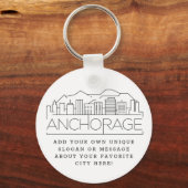 Porte-clés Ancrage, Alaska Stylisé Skyline | Slogan personnal (Recto)