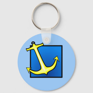 Porte-clés Ancre Bateau Nautique Voile Bleu Simple