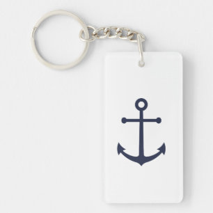 Porte-clés Ancre bleue marine