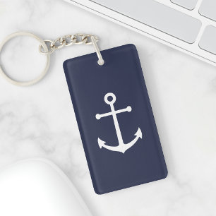 Porte-clés Ancre bleue marine