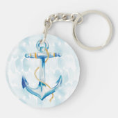 Porte-clés Ancre d'aquarelle bleue (Dos)