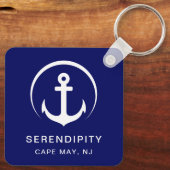 Porte-clés Ancre de bateau moderne bleu marine (Verso)