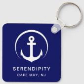 Porte-clés Ancre de bateau moderne bleu marine (Dos)