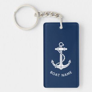 Porte-clés Ancre de bateau moderne et nom de capitaine