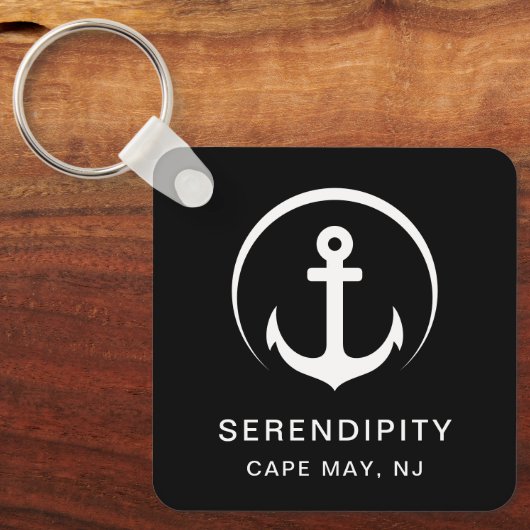 Porte-clés Ancre de bateau moderne Noir (Recto)