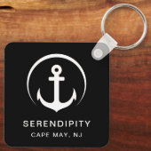 Porte-clés Ancre de bateau moderne Noir (Verso)