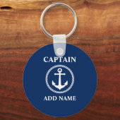 Porte-clés Ancre de mer Capitaine Ajouter un nom ou un nom de (Recto)
