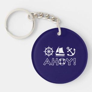 Porte-clés Ancre de voilier à roue Ahoy! Blanc