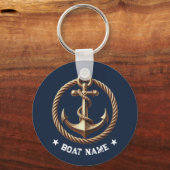 Porte-clés Ancre d'or nautique Marine Nom du bateau bleu (Verso)