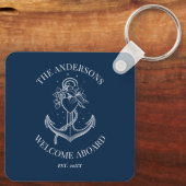 Porte-clés Ancre marine Nom de famille bleu marine (Verso)