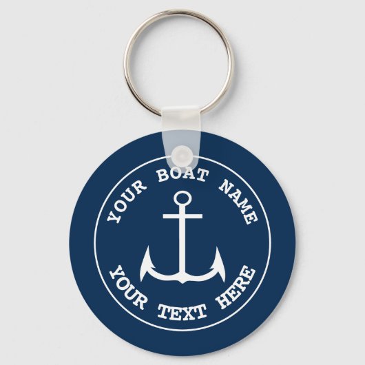 Porte-clés Ancre nautique Custom Navy Blue (Recto)