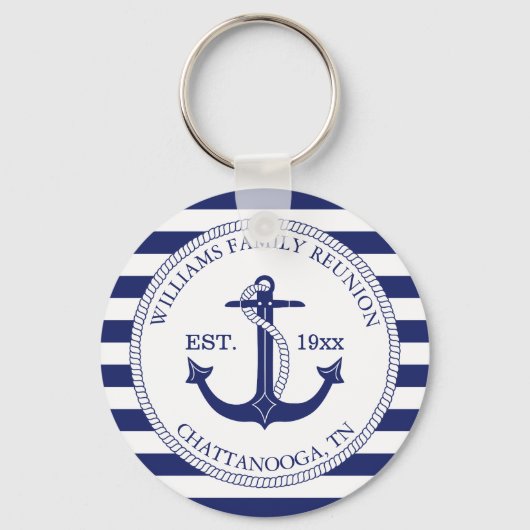 Porte-clés Ancre nautique de réunion familiale Monogramme tri (Recto)