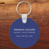 Porte-clés Ancre nautique moderne Nom du bateau Bleu blanc (Verso)