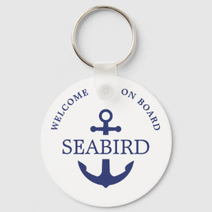 Porte-clés Ancre nautique moderne simple Accueil à bord Bleu