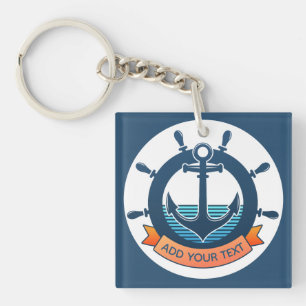 Porte-clés Ancre nautique personnalisée et vacances pour amat