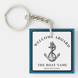 Porte-clés Ancre nautique personnalisée – Nom et emplacement