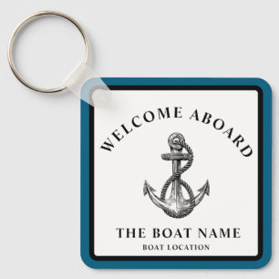 Porte-clés Ancre nautique personnalisée – Nom et lieu du bate