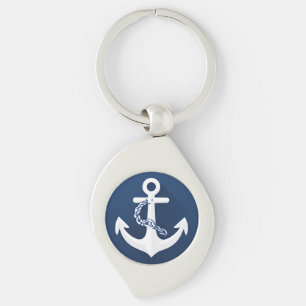 Porte-clés Ancre nautique voile nautique blanc bleu marine