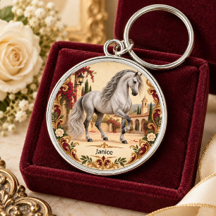 Porte-clés Andalou élégant personnalisé Cheval Espagnol