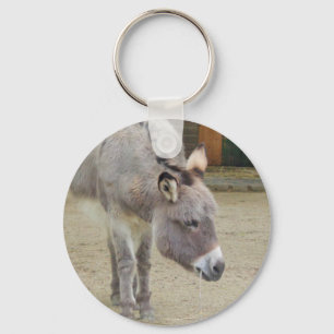 Porte-clés Âne doux, gris animal, famille de cheval