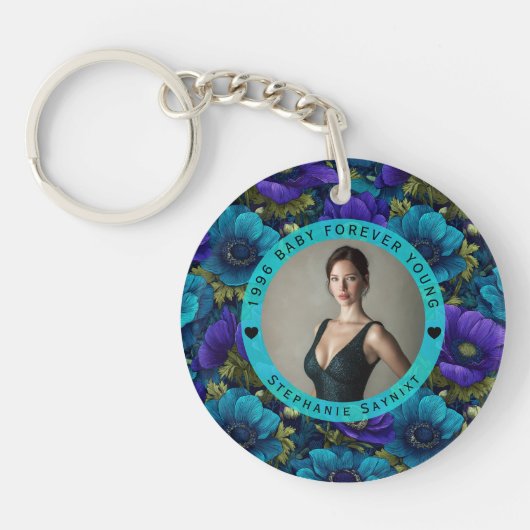 Porte-clés Anémones Fleur 70e Anniversaire Boho (Devant)