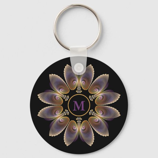 Porte-clés Ange Abstraite ailes Mandala Monogramme fractal (Recto)