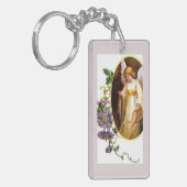 Porte-clés Ange avec harpe et fleurs de clématite (Devant gauche)