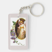Porte-clés Ange avec harpe et fleurs de clématite (Dos)