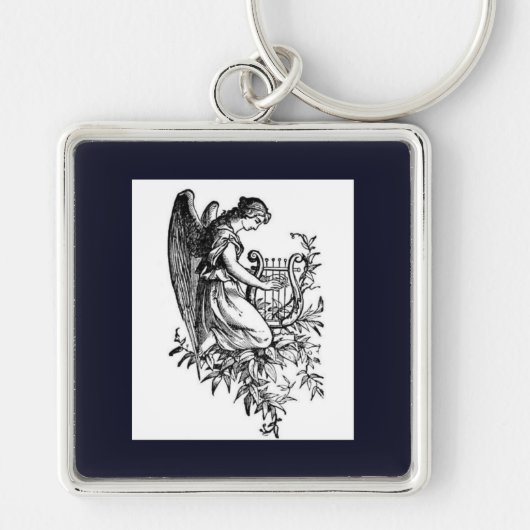 Porte-clés Ange avec harpe et flore (Devant)