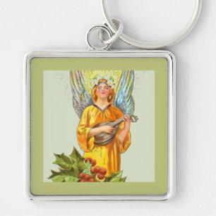 Porte-clés Ange avec houx et mandoline