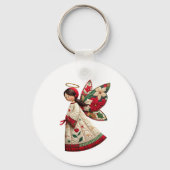 Porte-clés Ange de Noël avec fleurs de fêtes (Verso)