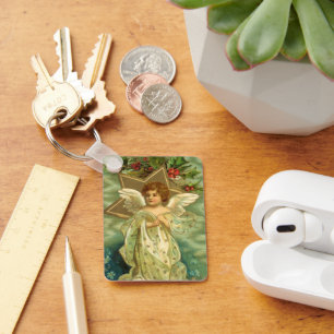 Porte-clés Ange de Noël victorien avec étoile dorée vintage