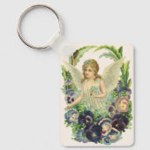 Porte-clés Ange de Pâques victorien avec Fleurs de Pansy Viol (Recto)