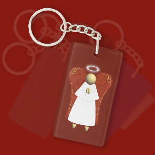 Porte-clés Ange du Gardien asiatique, rouge (double face)