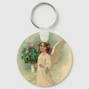 Porte-clés Angel de Pâques Victorien vintage avec fleurs