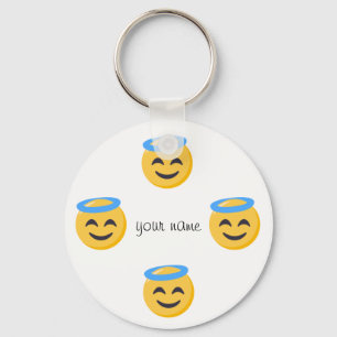 Porte-clés Angel Emoji Face et '' Votre nom ici "