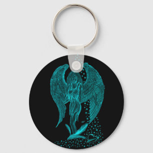 Porte-clés Angel, perdu dans la pensée, noir et blanc Design