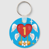 Porte-clés Angelic Wings Heart With Number One in The middle (Recto)
