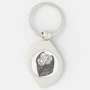 Porte-clés Angels Kissing, noir et blanc Design