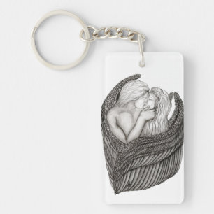 Porte-clés Angels Kissing, noir et blanc Design