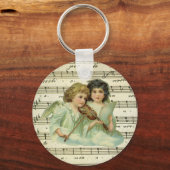 Porte-clés Anges de Noël victoriens Violon et Partition (Recto)
