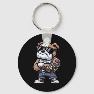 Porte-clés Anglais Bulldog I Love Papa Funny Chien Tattoo