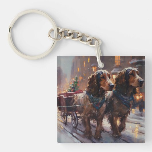 Porte-clés Anglais Cocker Spaniel Noël Festin Saison (Devant)