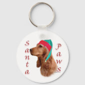 Porte-clés Anglais Cocker Spaniel (rouge) Père Noël Paws (Verso)