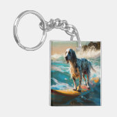 Porte-clés Anglais Setter Beach Surfing Painting (Devant gauche)