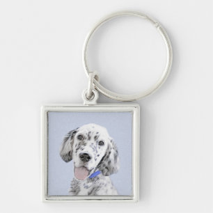 Porte-clés Anglais Setter Blue Belton Peinture Chien Art