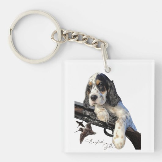 Porte-clés Anglais Setter, mignon chiot T-Shirt Trucker chape (Devant)