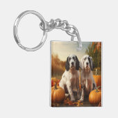 Porte-clés Anglais Setter Puppy Automne Citrouille de plaisir (Devant gauche)