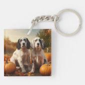 Porte-clés Anglais Setter Puppy Automne Citrouille de plaisir (Dos)
